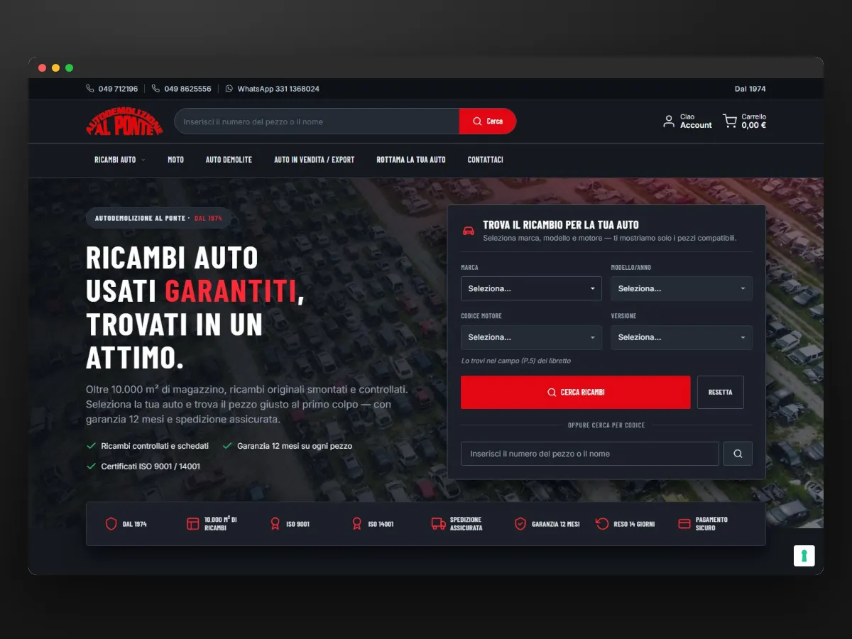 La testata del negozio Autodemolizione Al Ponte