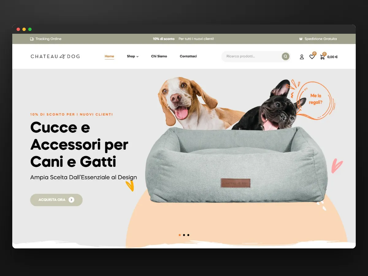 La testata del negozio Chateaudog