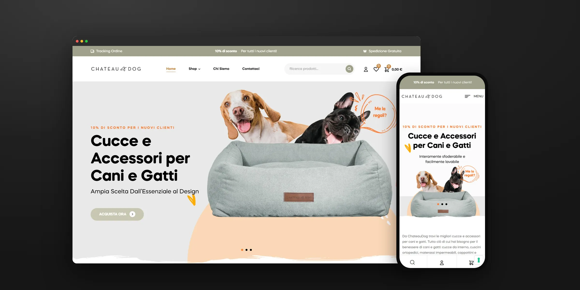 Il negozio Chateaudog su computer e telefono