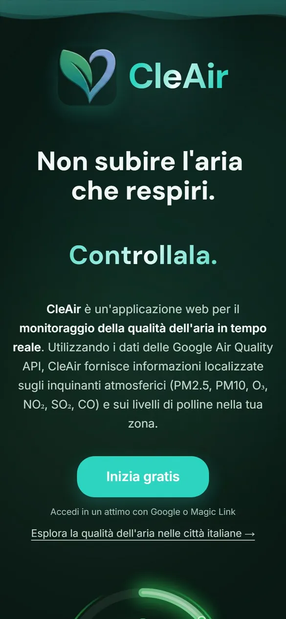 Il lavoro per CleAir aperto sul telefono