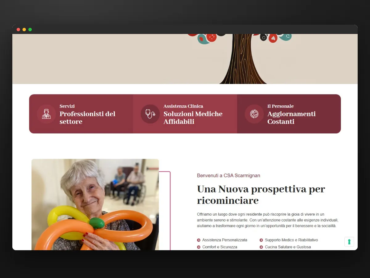 La pagina di benvenuto del CSA Scarmignan