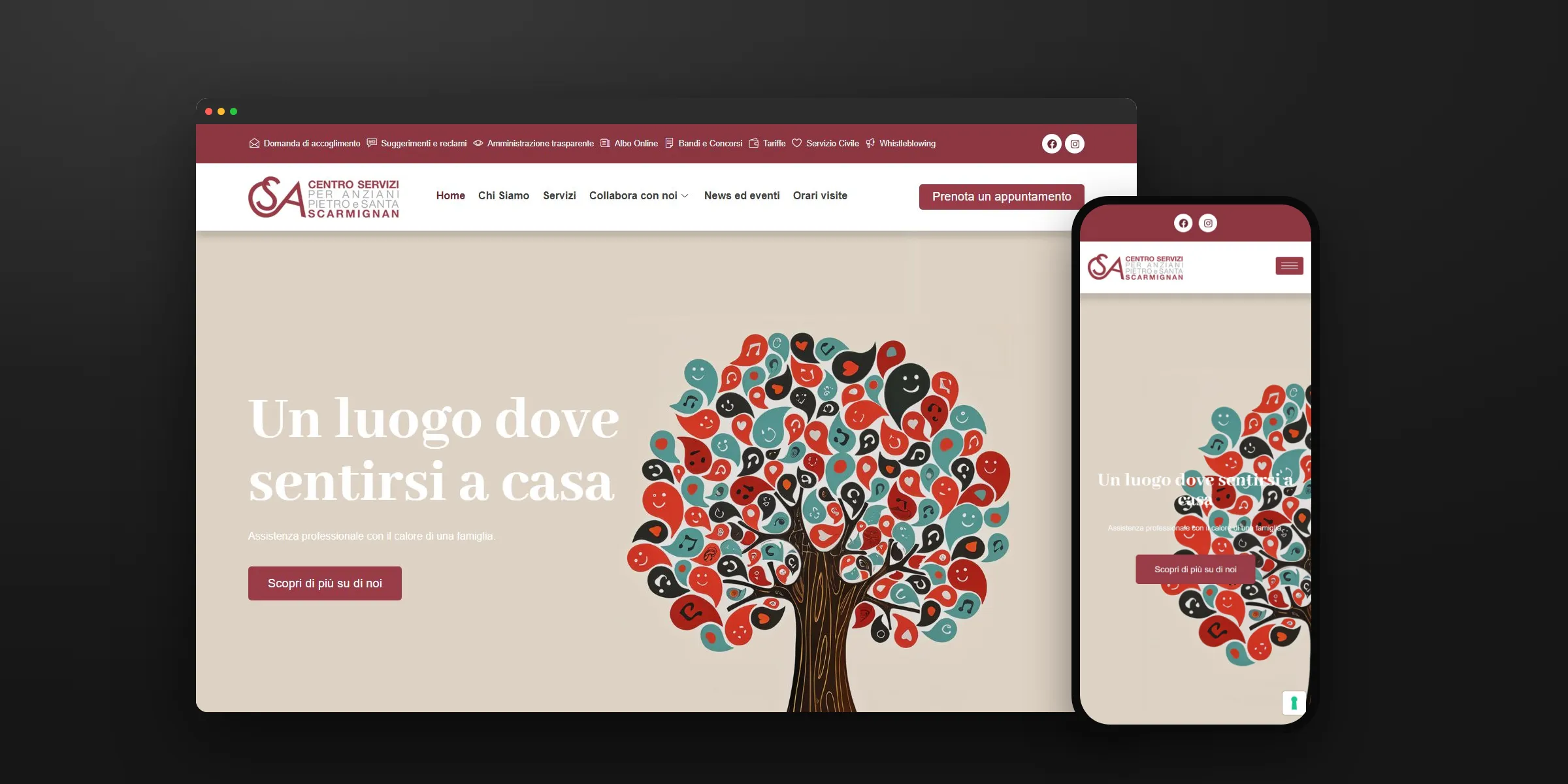 Il sito CSA Scarmignan su computer e telefono