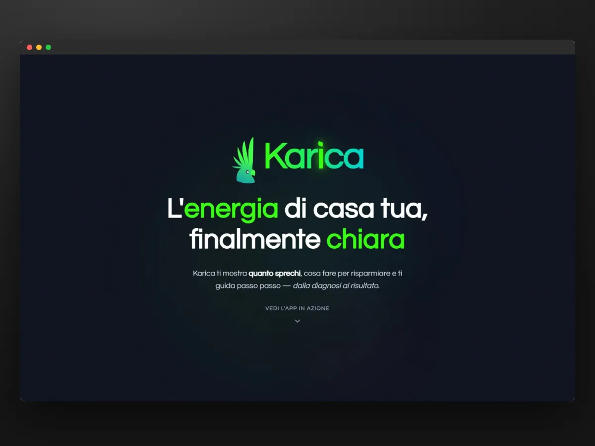 La testata della web app Karica