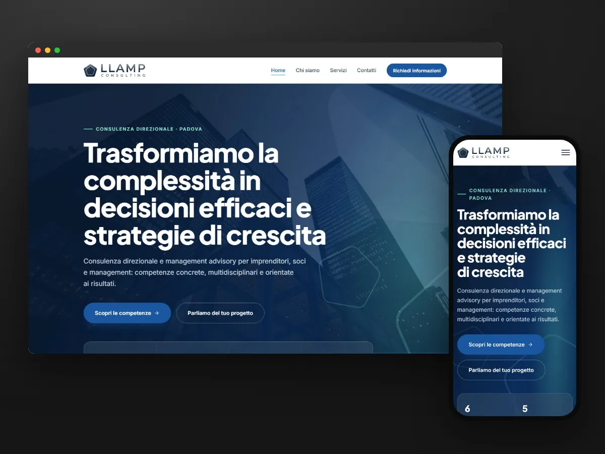 Sito e logo di Llamp Consulting a Este