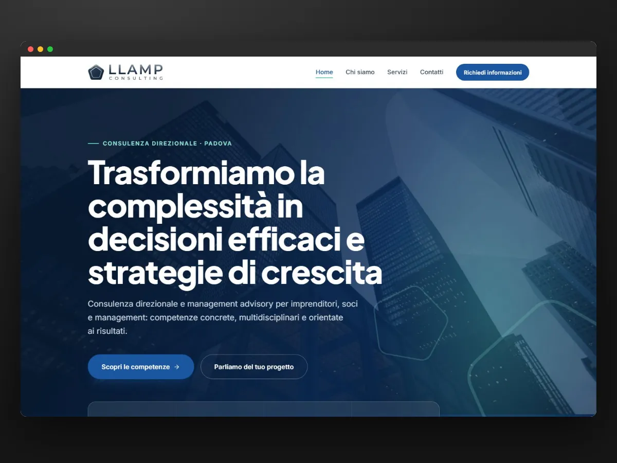 La testata del sito Llamp Consulting