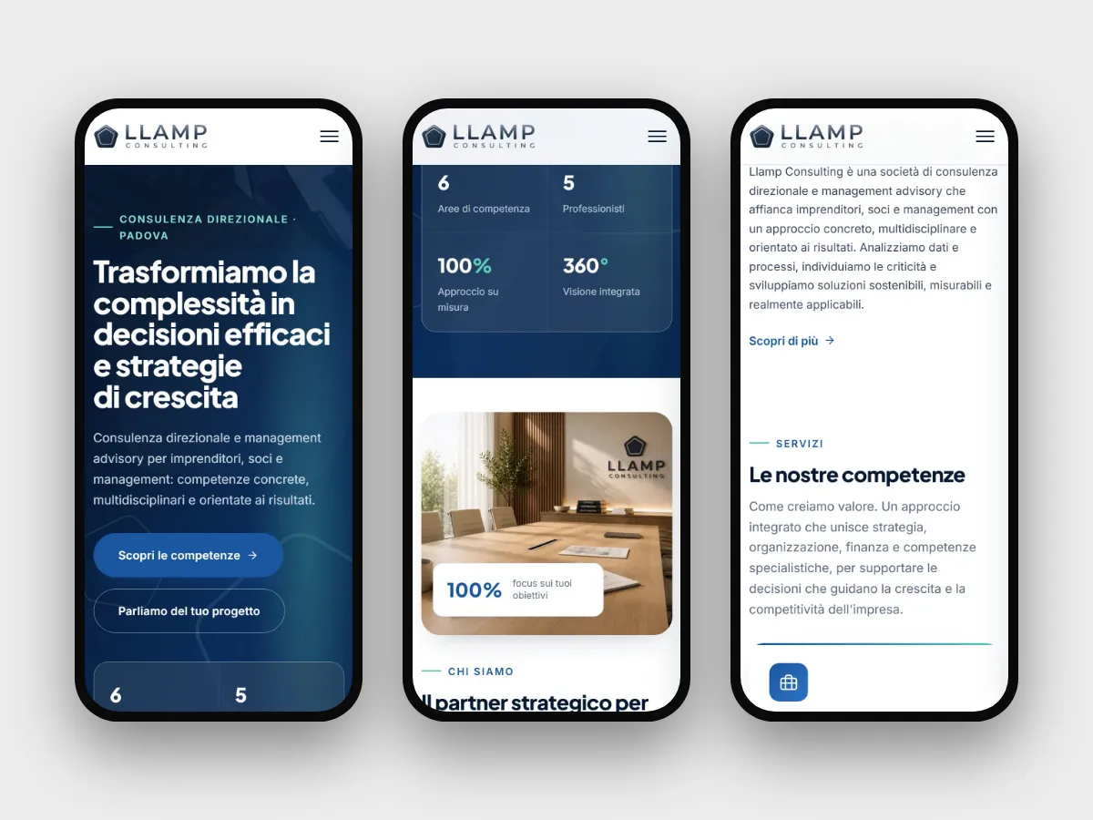 Il sito Llamp Consulting da telefono
