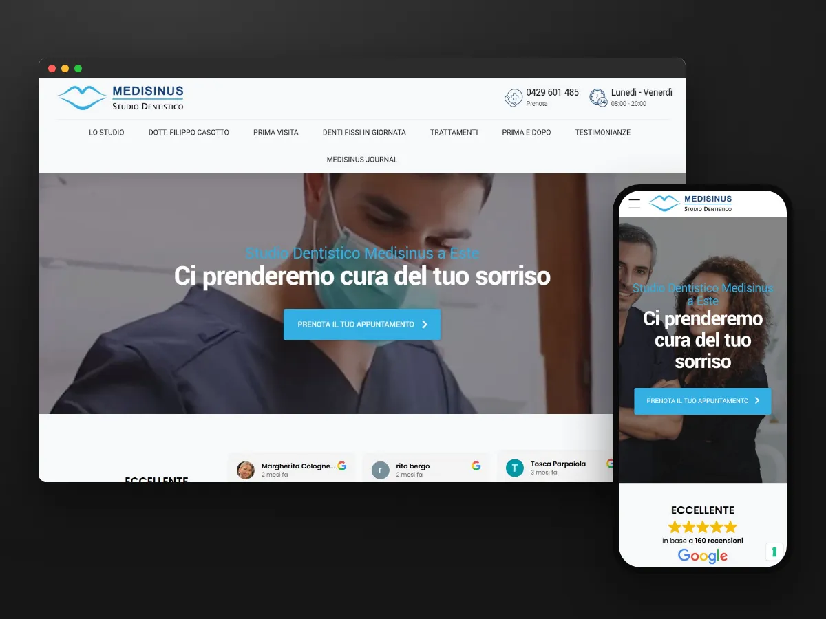 Sito e campagne dello Studio Dentistico Medisinus a Este