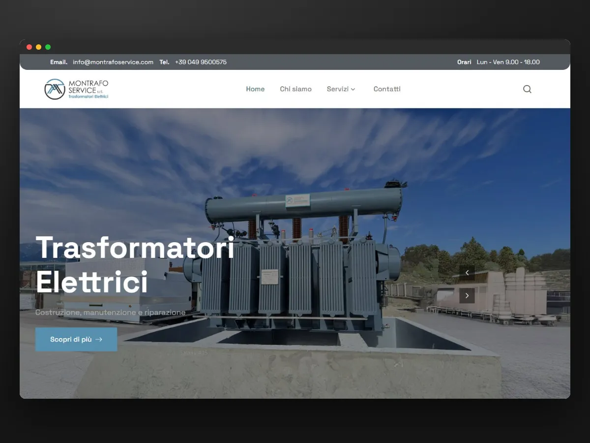 La testata del sito Montrafo Service
