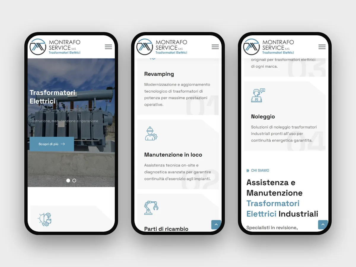 Il sito Montrafo Service da telefono
