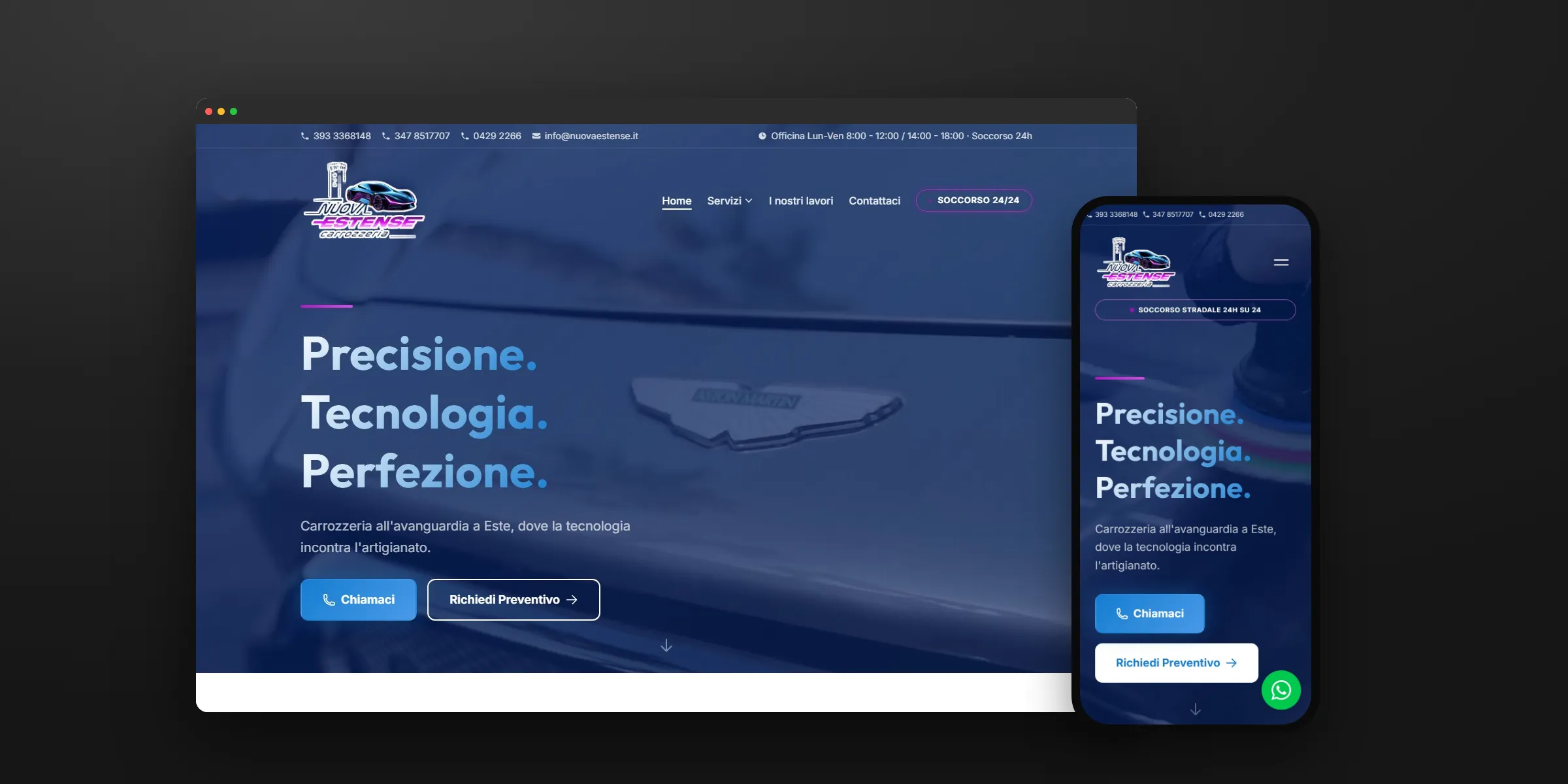 Il sito Nuova Estense su computer e telefono