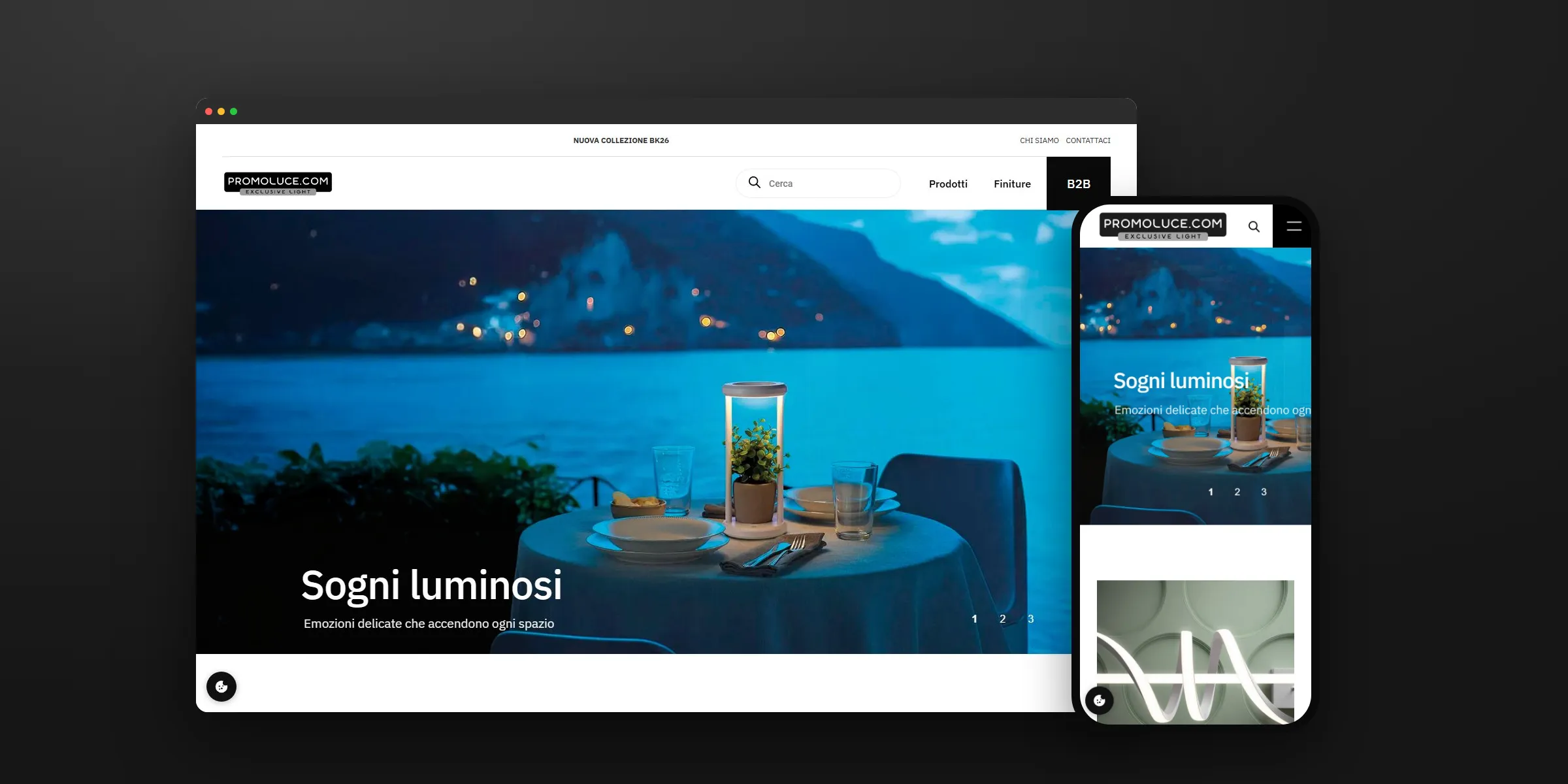 Il sito Promoluce su computer e telefono