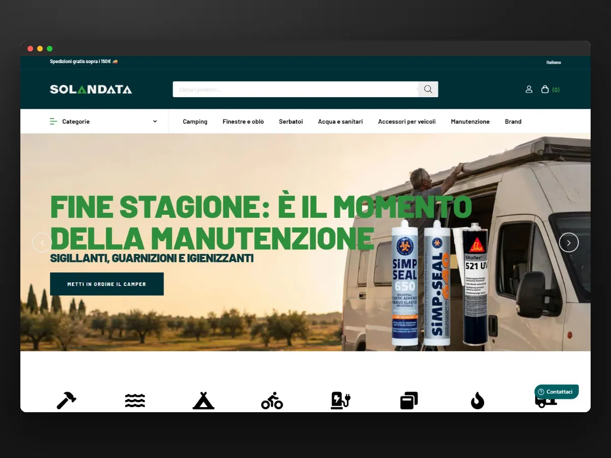 La testata del negozio Solandata