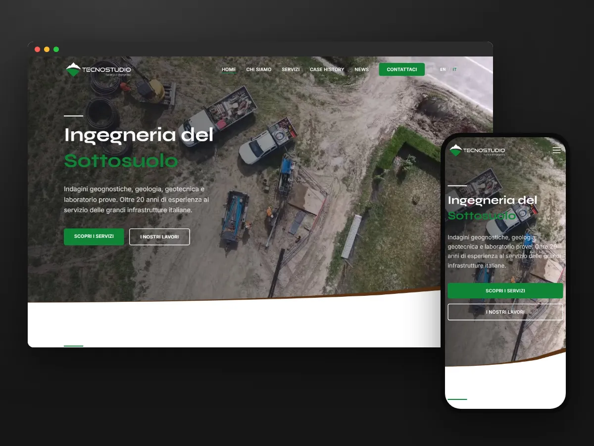 Sito bilingue di Tecnostudio, ingegneria geotecnica a Baone