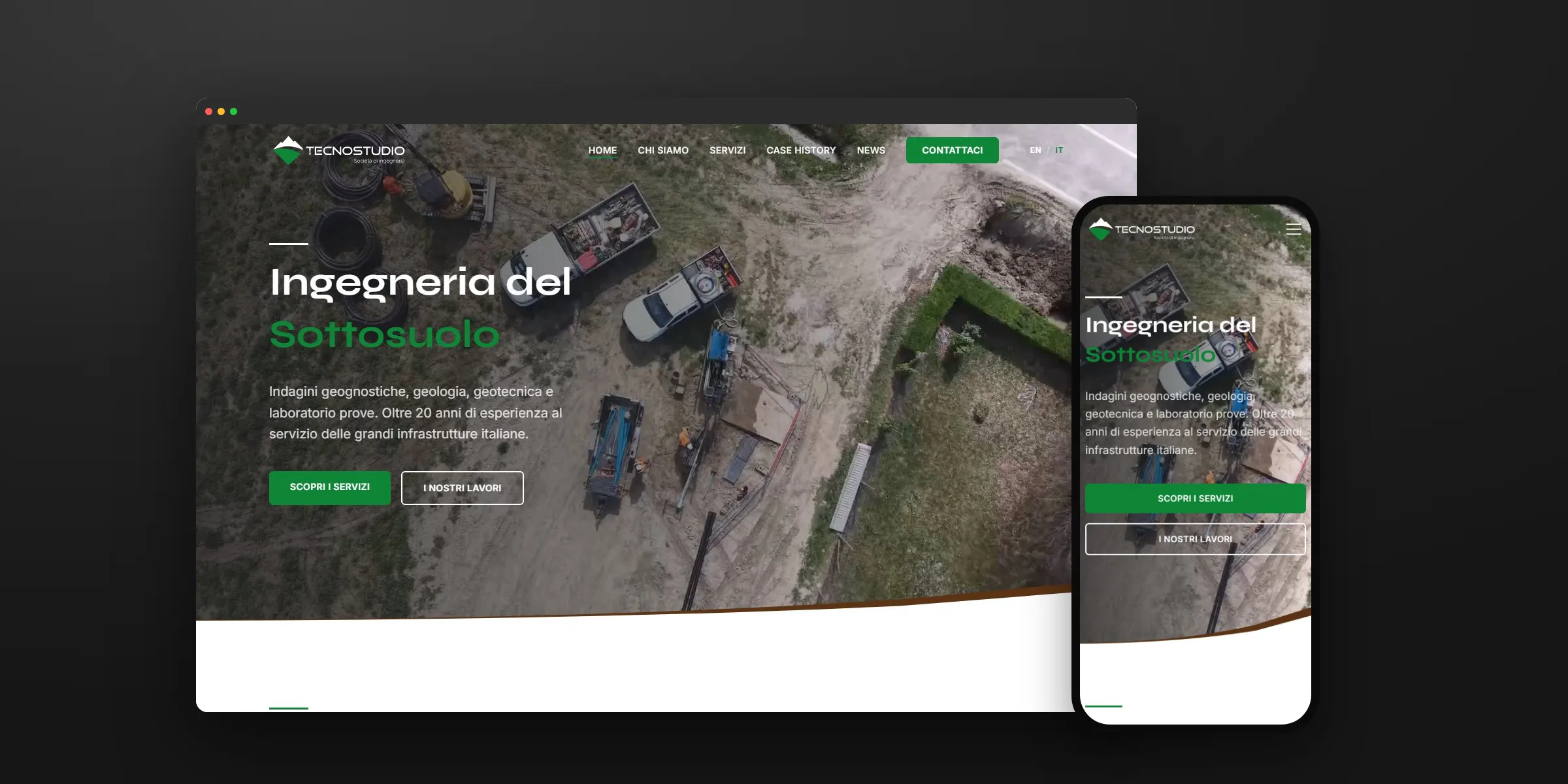 Il sito Tecnostudio su computer e telefono